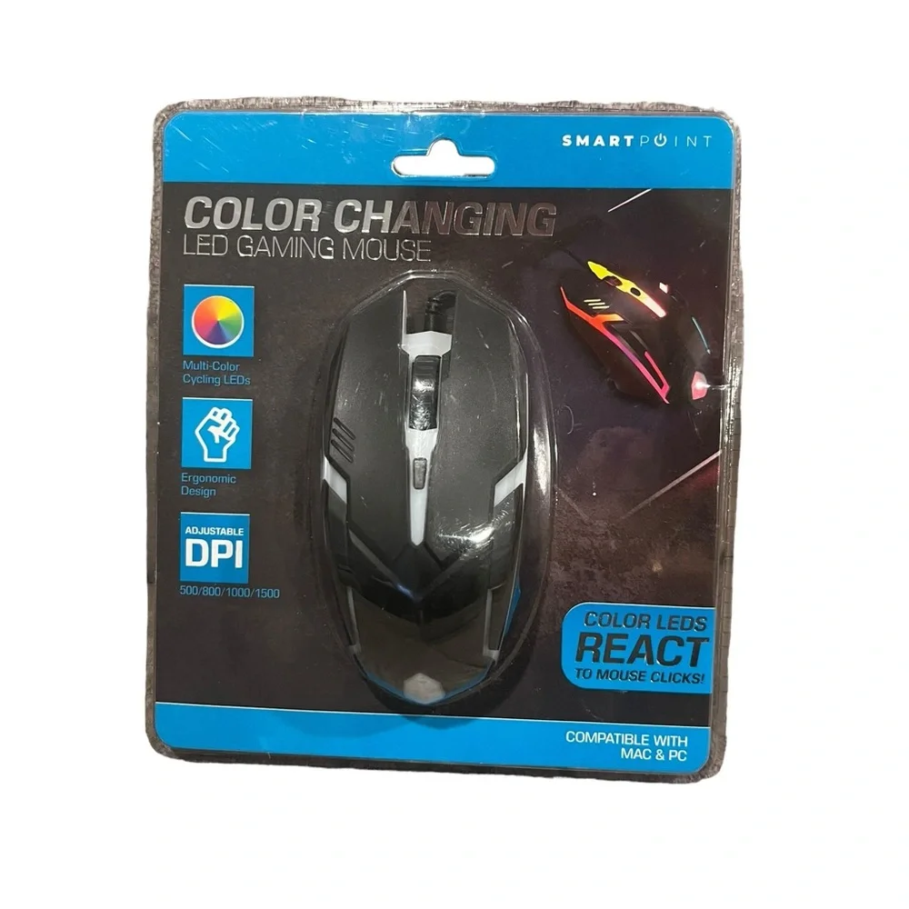Smart Point Color Changing LED Gaming Mouse Compatible w/Mac & PC NEW SEALED